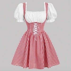 SHEIN Red and White women dress